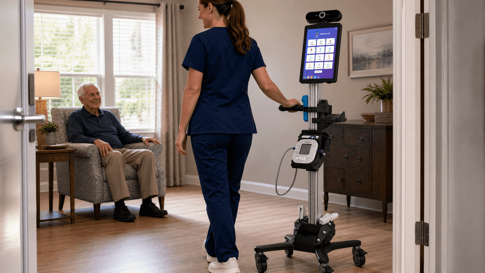 MedSenseJR arriving in a patient room